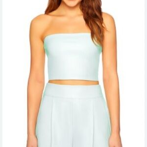 Susana Monaco x Revolve Faux Leather Tube Top Light Blue Womens Sz Large. NWT